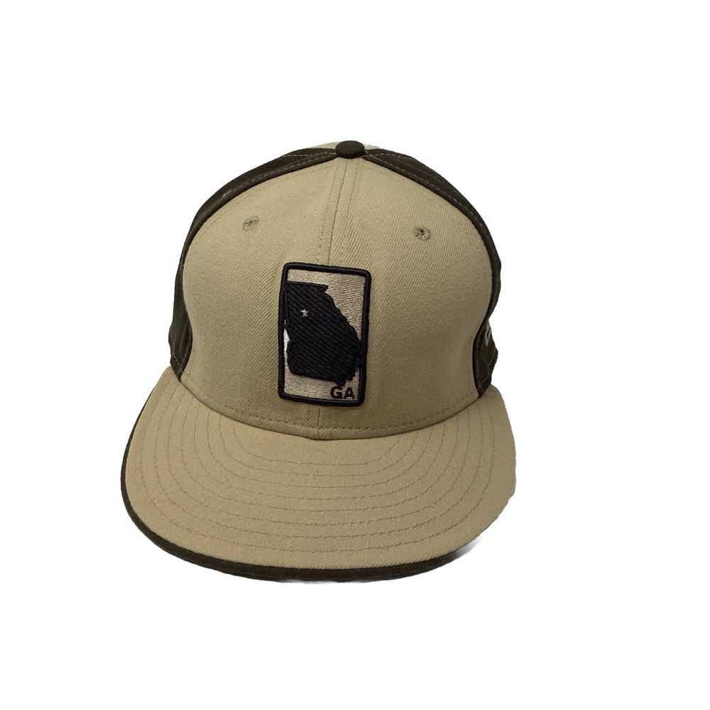 New Era 59Fifty Georgia Silhouette Two Tone Brown Baseball Hat 71/2 100% Wool